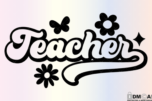 Groovy Retro Teacher Svg PNG
