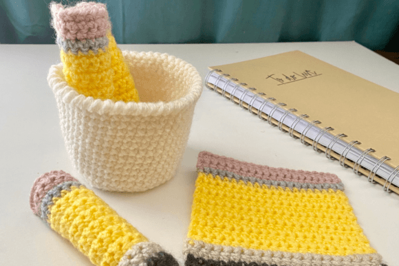 Pencil Pot Coaster Gift Set Crochet Patt